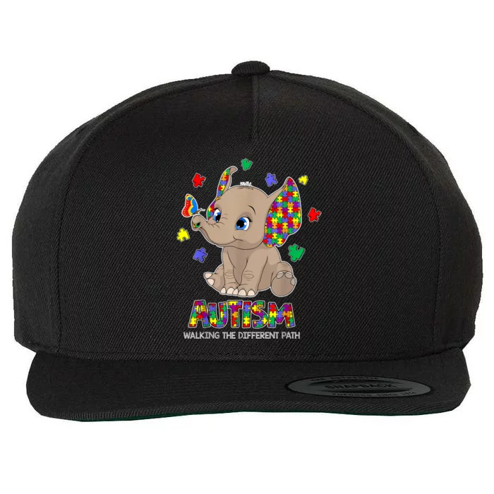 Autism Awareness Elephant Walking The Different Path Puzzle Wool Snapback Cap