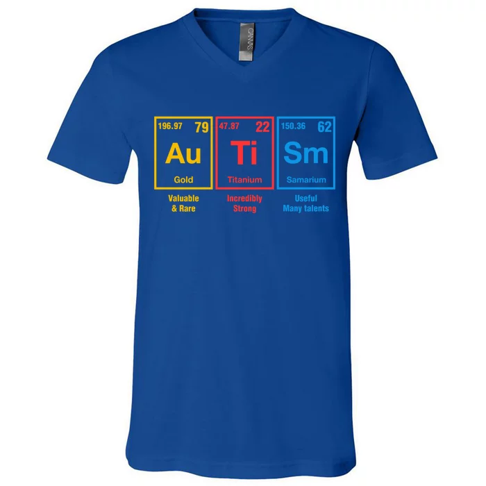 Autism Awareness Elets Periodic Table Asd Gift V-Neck T-Shirt