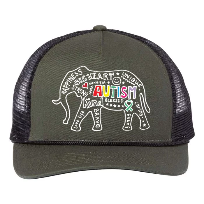 Autism Awareness Elephant Pride Retro Rope Trucker Hat Cap