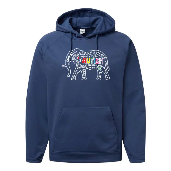 Autism Awareness Elephant Pride Performance Fleece Hoodie