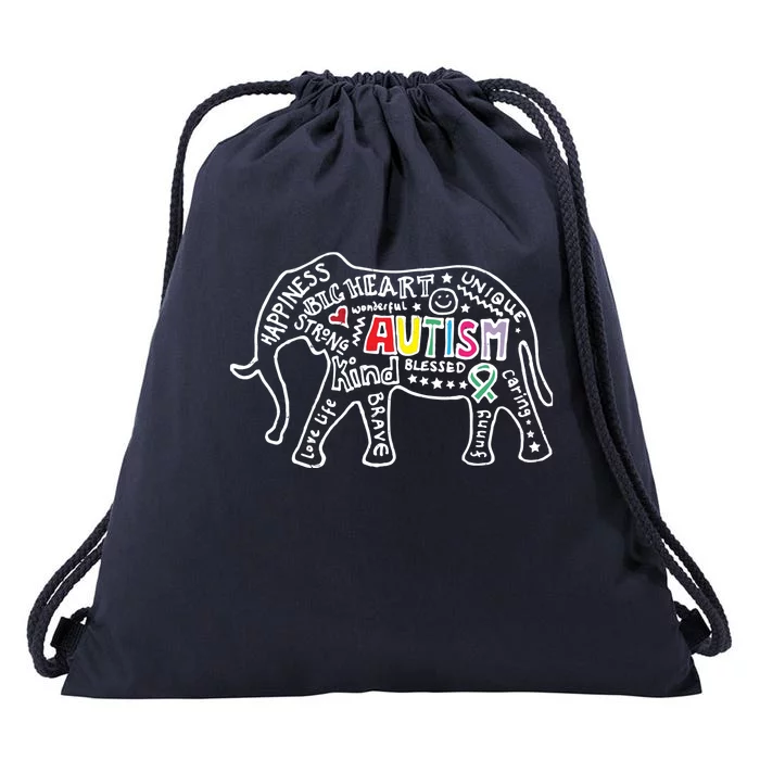 Autism Awareness Elephant Pride Drawstring Bag