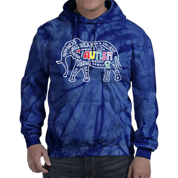 Autism Awareness Elephant Pride Tie Dye Hoodie