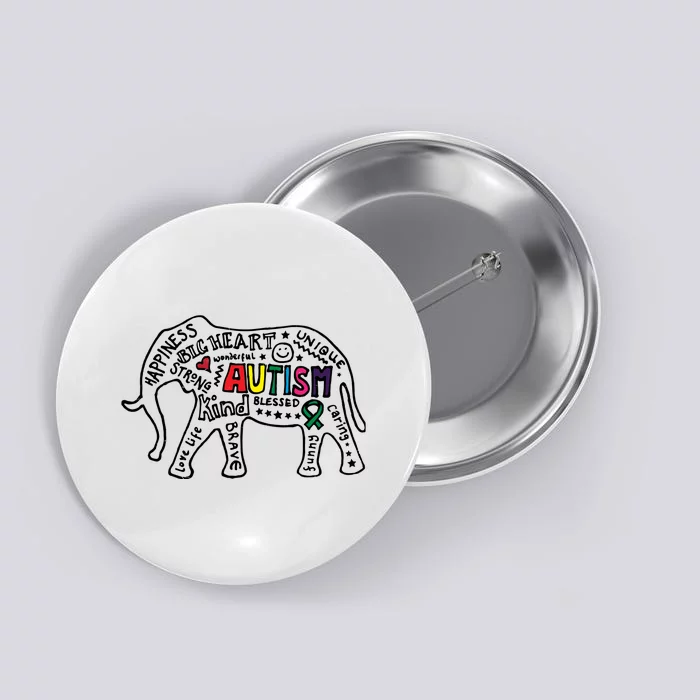 Autism Awareness Elephant Pride Button