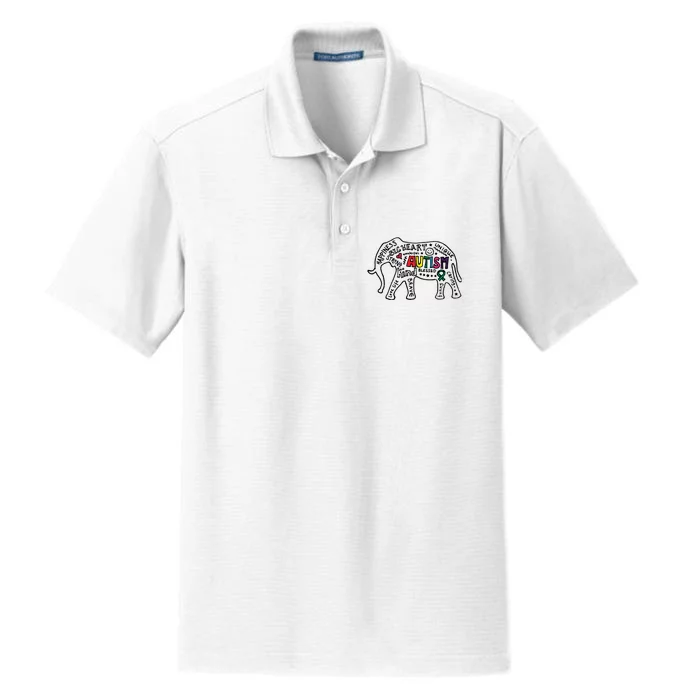 Autism Awareness Elephant Pride Dry Zone Grid Performance Polo