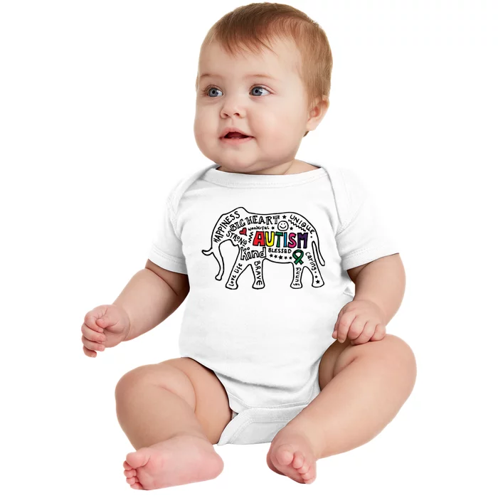 Autism Awareness Elephant Pride Baby Bodysuit