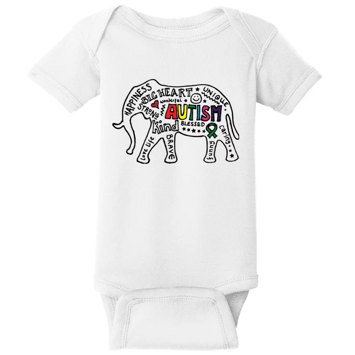 Autism Awareness Elephant Pride Baby Bodysuit