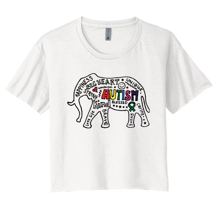 Autism Awareness Elephant Pride Women's Crop Top Tee