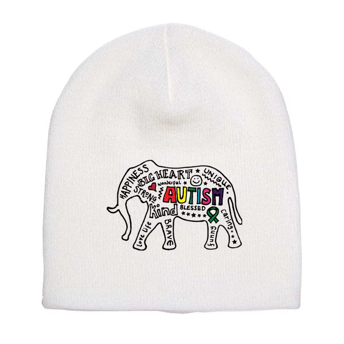 Autism Awareness Elephant Pride Short Acrylic Beanie