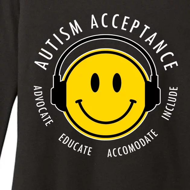 Autism Acceptance Educate Smiley Headphone Womens CVC Long Sleeve Shirt