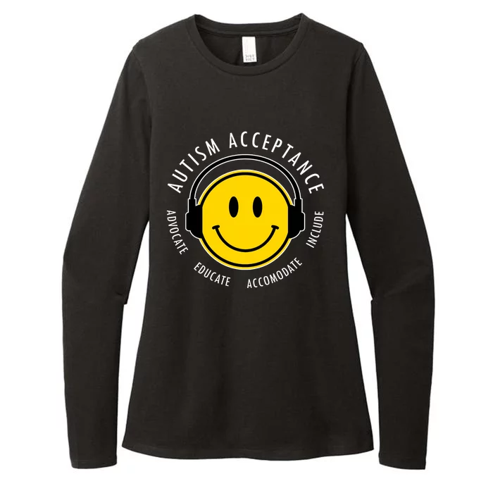 Autism Acceptance Educate Smiley Headphone Womens CVC Long Sleeve Shirt