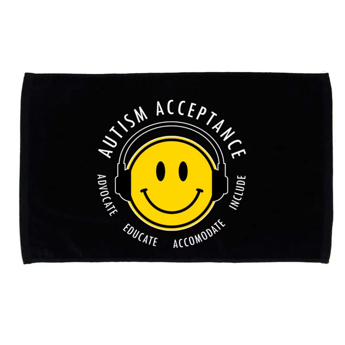 Autism Acceptance Educate Smiley Headphone Microfiber Hand Towel