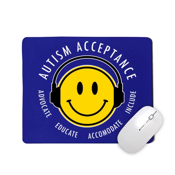 Autism Acceptance Educate Smiley Headphone Mousepad