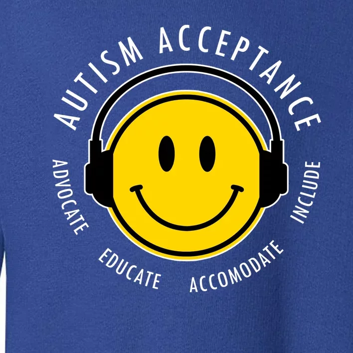 Autism Acceptance Educate Smiley Headphone Toddler Sweatshirt