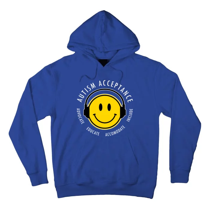 Autism Acceptance Educate Smiley Headphone Tall Hoodie