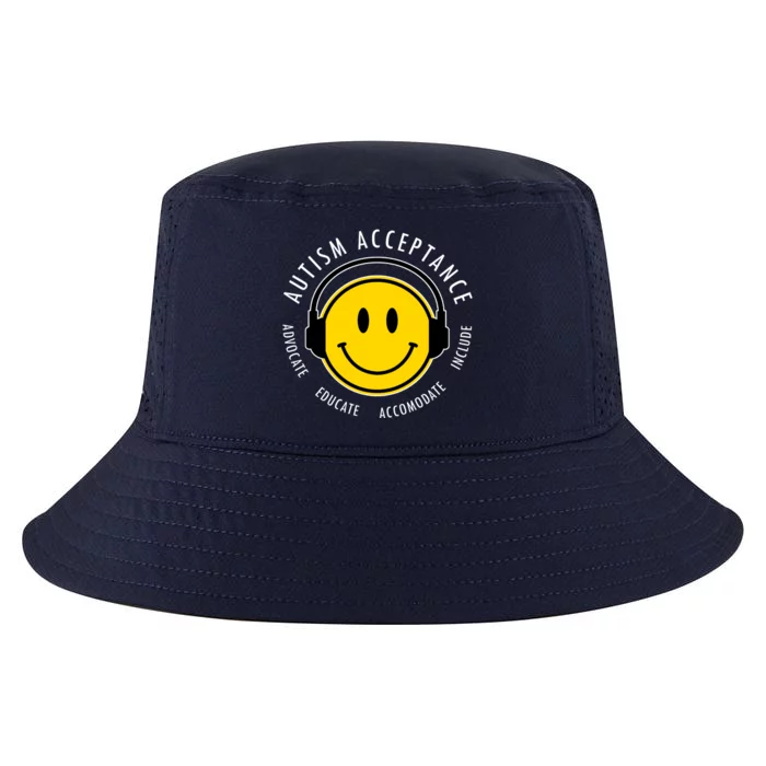 Autism Acceptance Educate Smiley Headphone Cool Comfort Performance Bucket Hat