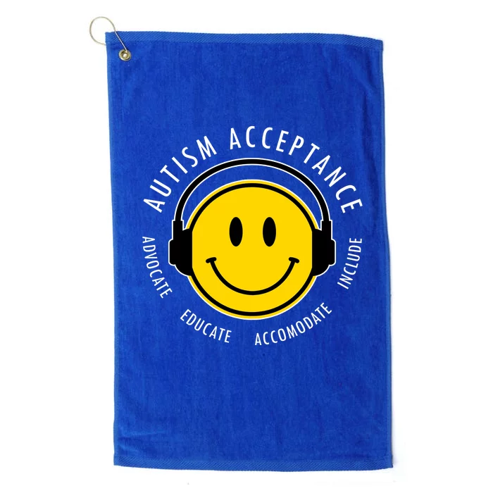 Autism Acceptance Educate Smiley Headphone Platinum Collection Golf Towel