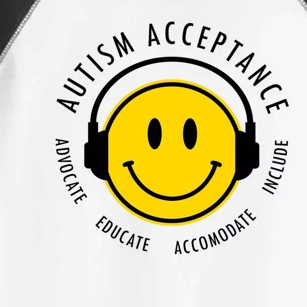 Autism Acceptance Educate Smiley Headphone Toddler Fine Jersey T-Shirt