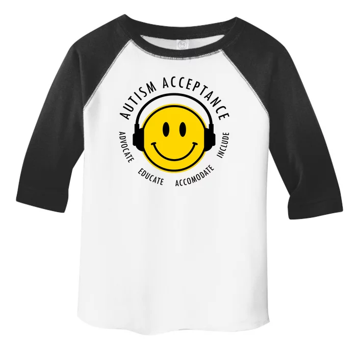 Autism Acceptance Educate Smiley Headphone Toddler Fine Jersey T-Shirt