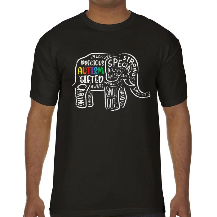 Autism Awareness Elephant Acceptance Autistic Comfort Colors T-Shirt