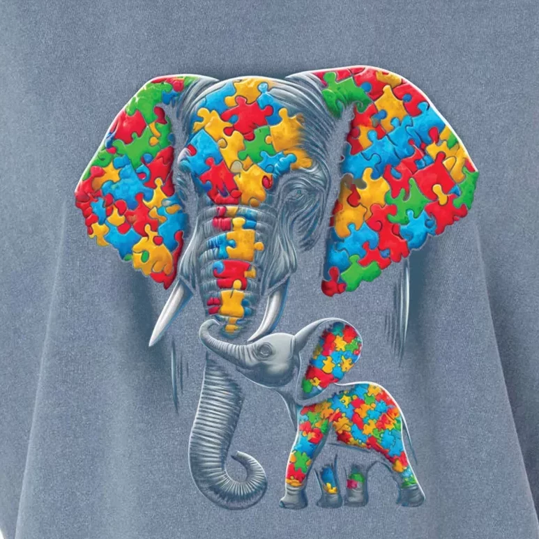 Autism Awareness Elephant Puzzles Autism Mom Support Gift Garment-Dyed Women's Muscle Tee