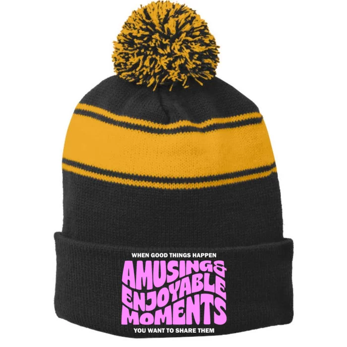 Amusing And Enjoyable Moments Stripe Pom Pom Beanie