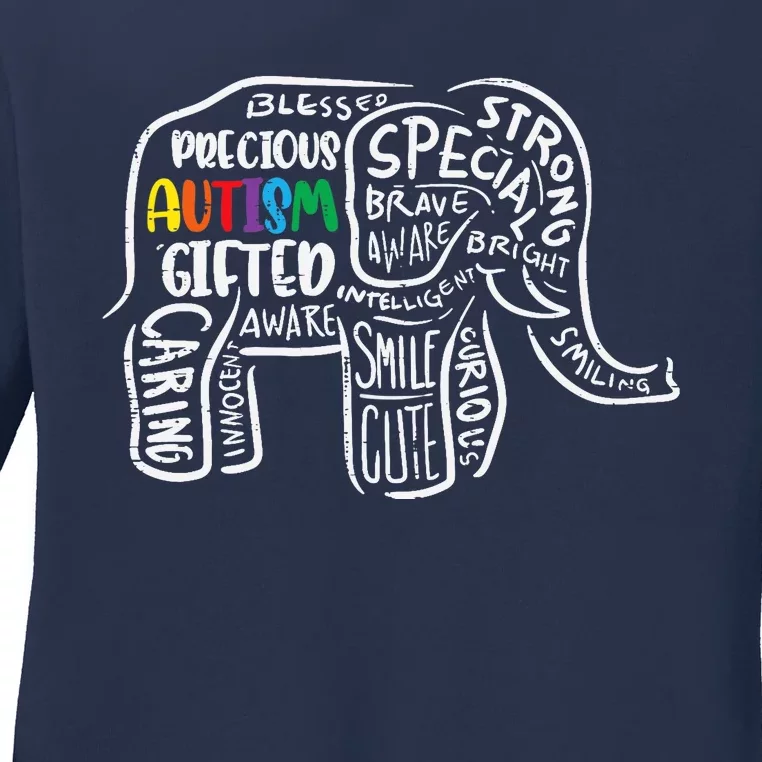 Autism Awareness Elephant Acceptance Autistic Ladies Long Sleeve Shirt