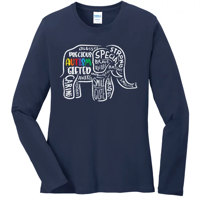 Autism Awareness Elephant Acceptance Autistic Ladies Long Sleeve Shirt