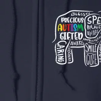 Autism Awareness Elephant Acceptance Autistic Full Zip Hoodie