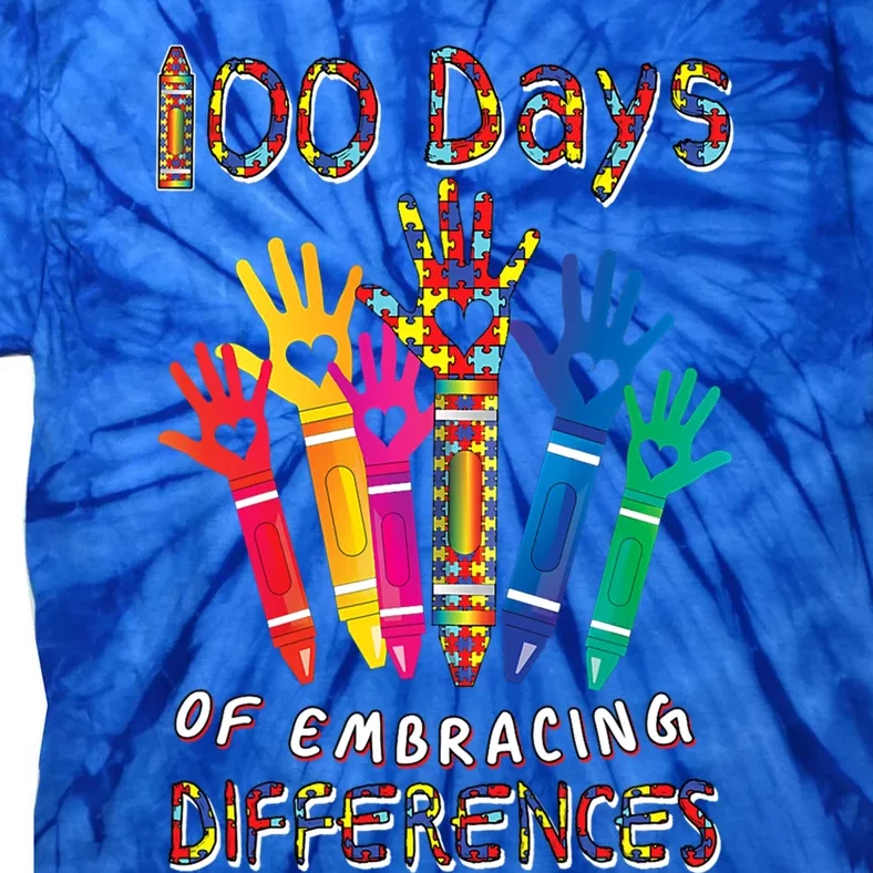 Autism Awareness Embrace Differences 100 Days Of School Iep Gift Tie-Dye T-Shirt