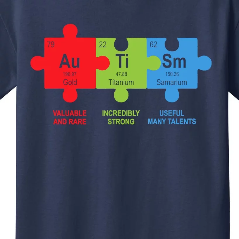 Autism Awareness Elements Periodic Table ASD Kids T-Shirt