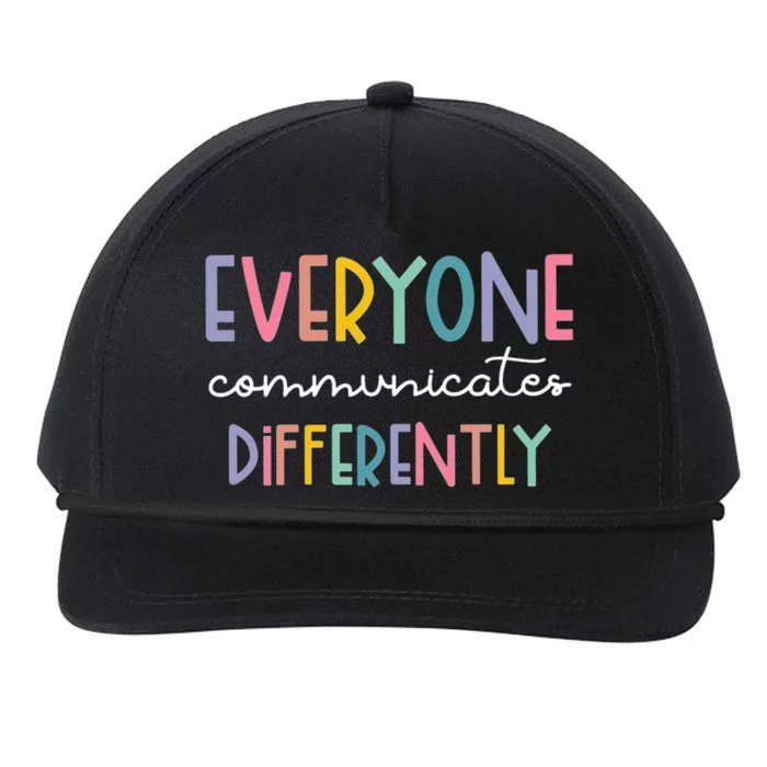 Autism Awareness Everyone Communicates Differently Snapback Five-Panel Rope Hat