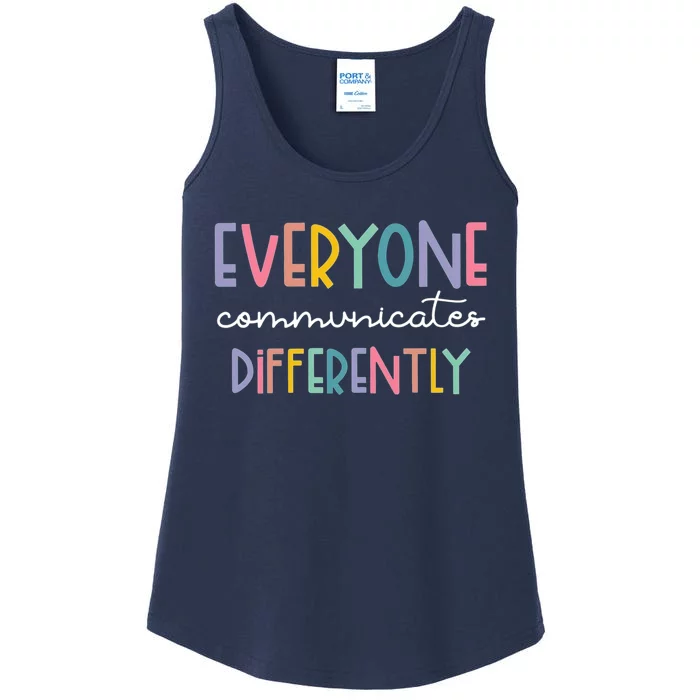 Autism Awareness Everyone Communicates Differently Ladies Essential Tank