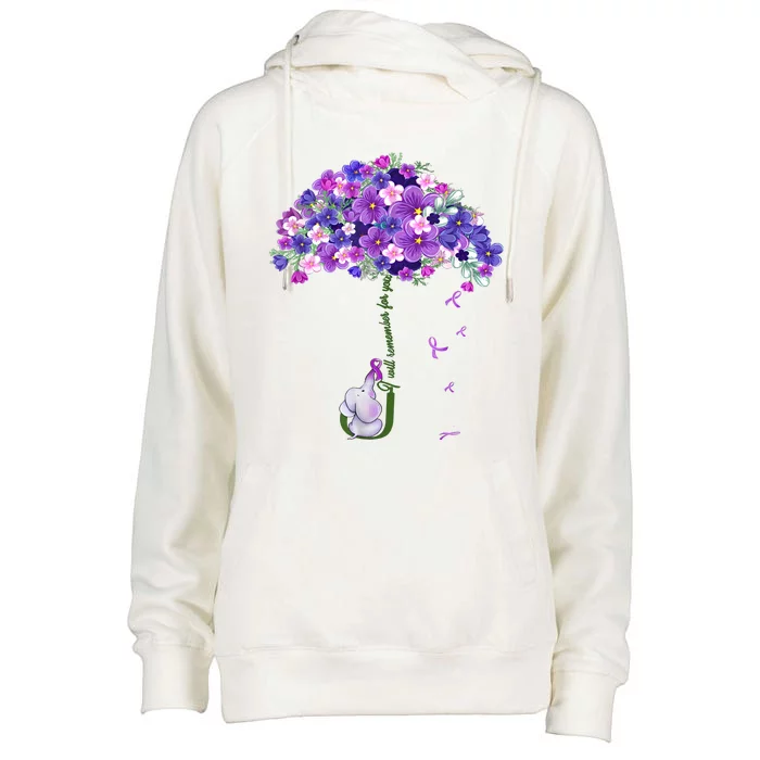 Alzheimer Awareness Elephant I Will Remember For You Supporter Alzheimer Womens Funnel Neck Pullover Hood