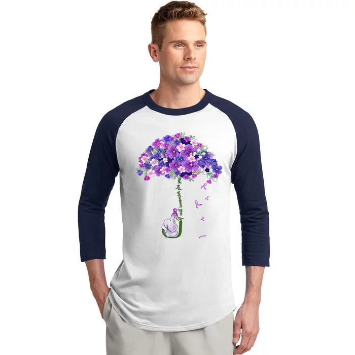 Alzheimer Awareness Elephant I Will Remember For You Supporter Alzheimer Baseball Sleeve Shirt