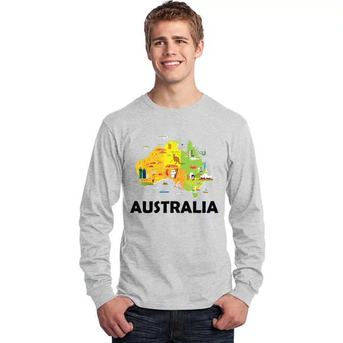 Australia Australian Elements Fun Map Ocenia Tall Long Sleeve T-Shirt