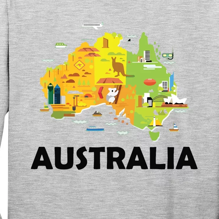 Australia Australian Elements Fun Map Ocenia Tall Long Sleeve T-Shirt