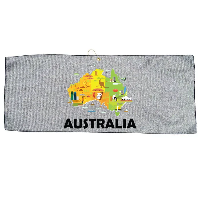 Australia Australian Elements Fun Map Ocenia Large Microfiber Waffle Golf Towel