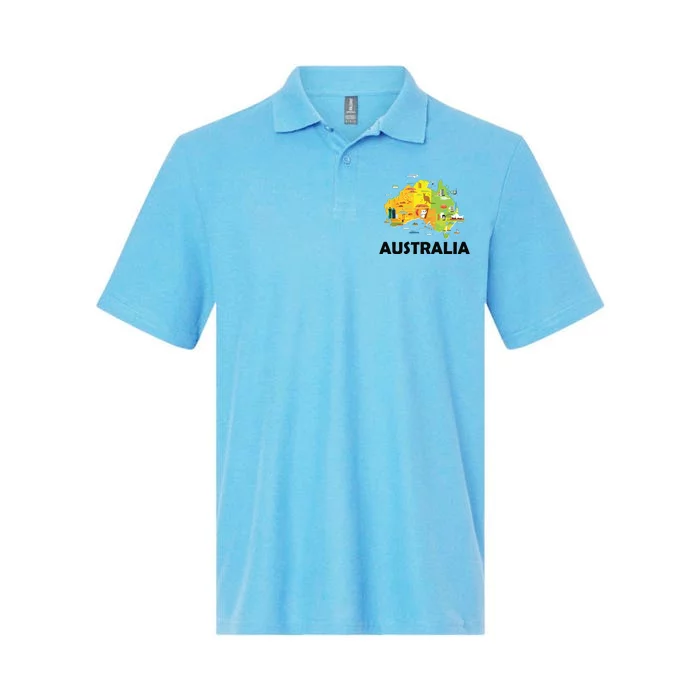 Australia Australian Elements Fun Map Ocenia Softstyle Adult Sport Polo