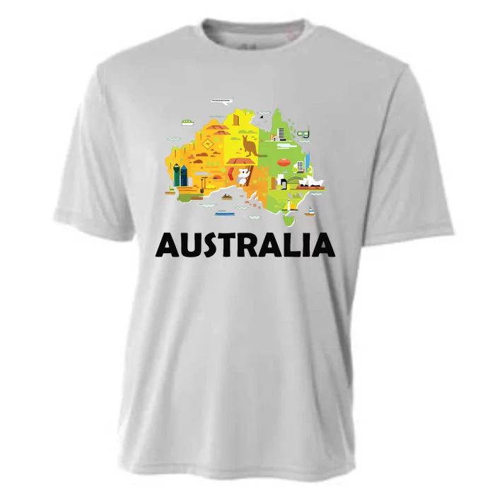 Australia Australian Elements Fun Map Ocenia Cooling Performance Crew T-Shirt