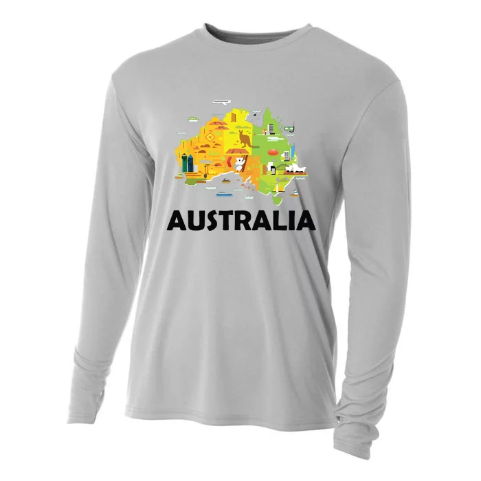 Australia Australian Elements Fun Map Ocenia Cooling Performance Long Sleeve Crew