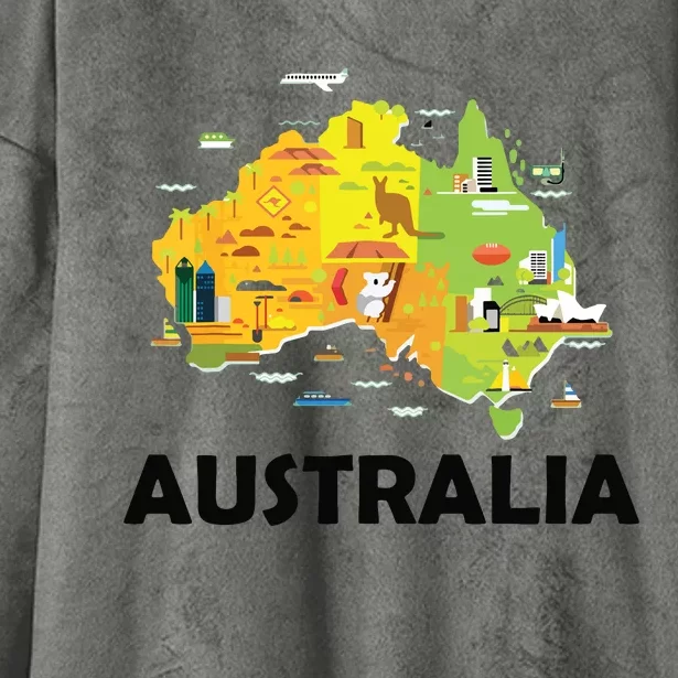 Australia Australian Elements Fun Map Ocenia Hooded Wearable Blanket