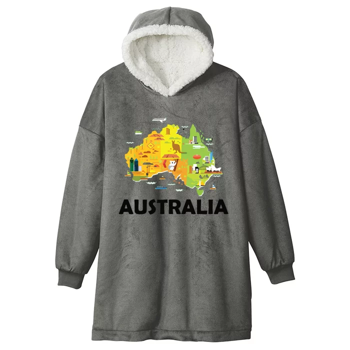 Australia Australian Elements Fun Map Ocenia Hooded Wearable Blanket