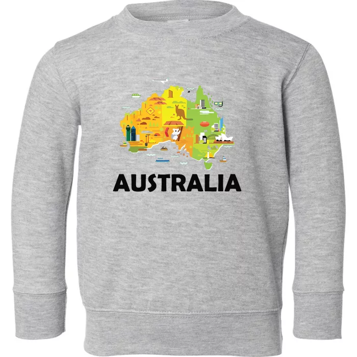 Australia Australian Elements Fun Map Ocenia Toddler Sweatshirt