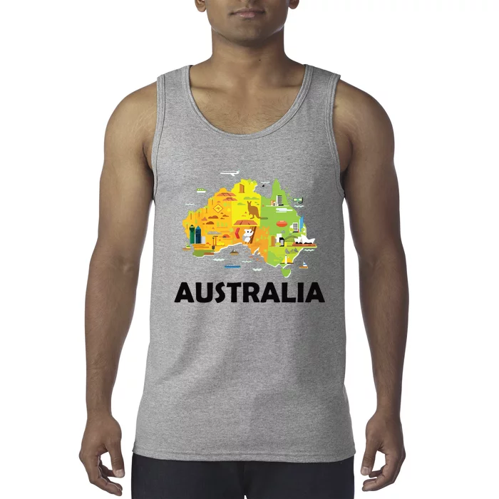 Australia Australian Elements Fun Map Ocenia Tank Top