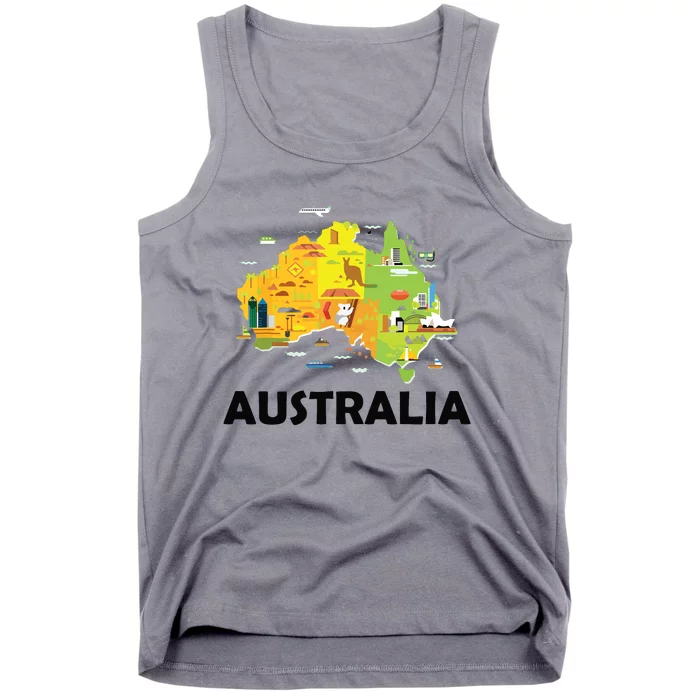 Australia Australian Elements Fun Map Ocenia Tank Top