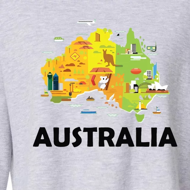 Australia Australian Elements Fun Map Ocenia Cropped Pullover Crew