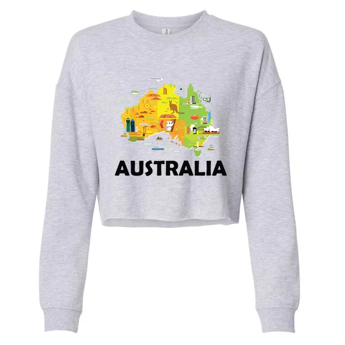 Australia Australian Elements Fun Map Ocenia Cropped Pullover Crew