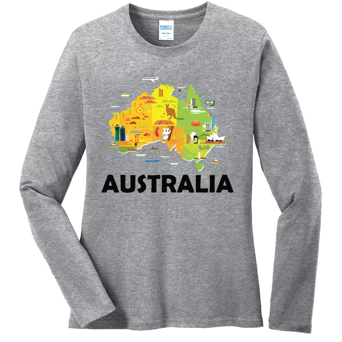 Australia Australian Elements Fun Map Ocenia Ladies Long Sleeve Shirt