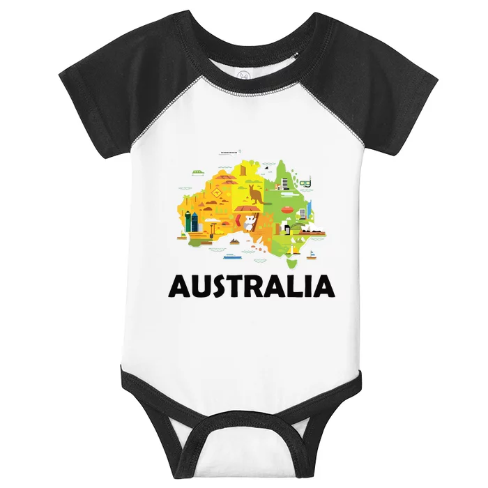 Australia Australian Elements Fun Map Ocenia Infant Baby Jersey Bodysuit