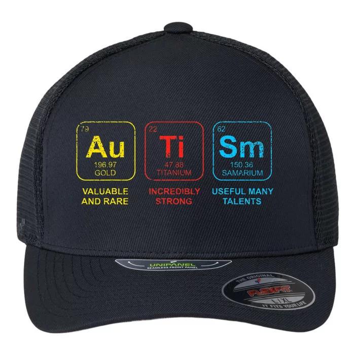 Autism Awareness Elements Periodic Table ASD Flexfit Unipanel Trucker Cap